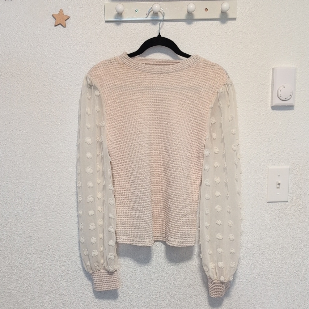 SHEIN Beige Knit Top with Textured Design
